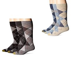 Gold Toe Men's Classic Cotton Argyle 3-PACK Gray navy One Size