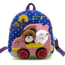 Kids Cartoon Animal School Backpack Canvas Casual Bear Rabbit Schoolbag For 1-4 Years Old Children