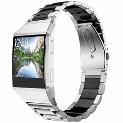 Banband Compatible With Fitbit Ionic Band Stainless Steel Metal Wristband Replacement Bracelet Strap For Fitbit Ionic Smart Watch Black&silver