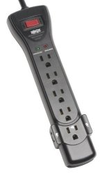 Tripp Lite 7 Outlet Surge Protector Power Strip 7FT Cord Right Angle Plug 2160 Joules Black & $75K Insurance SUPER7B