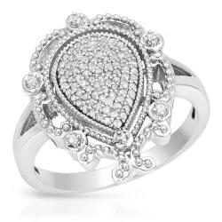Exclusive Jewelery 0.35CT Natural Diamond Vintage Style Ring 10CT White Gold Size 6.5