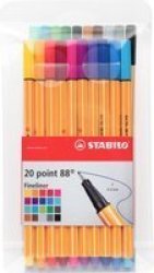 Point 88 Watersoluble Fineliner Pen Wallet Set 20 X 0.4MM In Assorted Colours