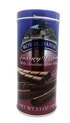 Royal Dansk Luxury Wafers With Chocolate Filling Rolls Cookies 3.5OZ Jar 100G Pack Of 2