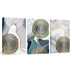 Geometric 3-PIECE Abstract Round Living Bed Room Canvas Print Wall Art