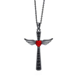 Cde Lee Angel Cross Necklace With Swarovski Crystals