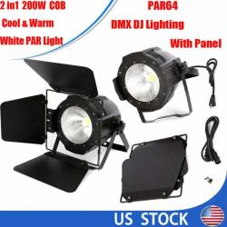 Par Cob LED Stage Light W light Blocking & Build-in Cooling Fan Cool & Warm White 2 IN1 Party Dj Lighting Lamp PAR64 DMX-512 Spotlight