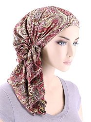 The Bella Scarf Chemo Turban Head Scarves Pre-tied Bandana For Cancer Plisse Rose Paisley Floral