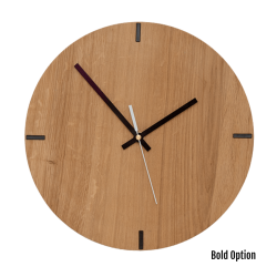 Mika Wall Clock In Oak - 300MM Dia Clear Varnish Bold White Second Hand