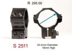 Scope Mounts S2511 Diameter 25.4mm And 19 Mm Hight - For The 11-13mm Rail
