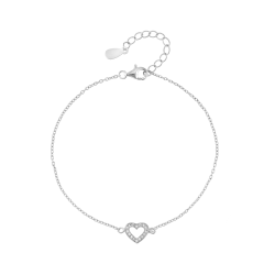 Sterling Silver Cubic Zirconia Kid&apos S Open Heart Bracelet