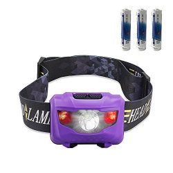 Stct Cree LED Headlamp Flashlight Stct With Red Light Headlamp Waterproof Head Lights LED For Kids And Adults Camping Running Batteries Included Purple