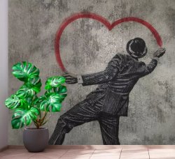 Banksy Heart Graffity Texture Wall Mural