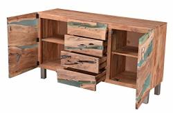 MS Exim Handmade Wooden Epoxy Live Edge 4 Drawer 2 Door Sideboard With Iron Legs Limited Stock