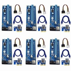 Raycity 6-PACK Pci-e PCI Express Ver 006 16X To 1X Powered Riser Adapter Card W 60CM USB 3.0 Extension Cable & 4-PIN Molex To
