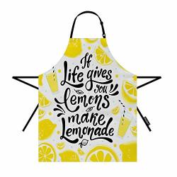 Moslion Motivational Quote Apron 31X27 Inch If Life Gives You Lemons Make Lemonade Kitchen Chef Waitress Cook Aprons Bib With Adjustable Neck For Women