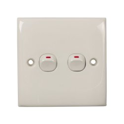 Eurolux - Wall Switch - 2 Gang - 1 Way - 86MM X 86MM - White - 6 Pack