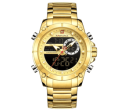 9163 Chronograph Digital analog Watch - Gold