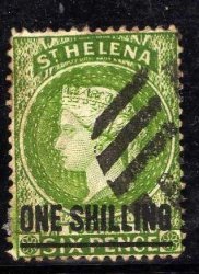 St Helena 1884-94 1 - Green W mark Crown Ca Fine Used. Sg 45. Cat 25 Pounds.