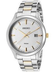 Seiko Men's Sur053 Two-tone Stainless-steel Quartz Watch With Silver Dial