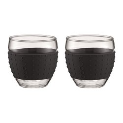 Bodum 12-OUNCE Pavina Glasses With Silicone Grip Black Set Of 2