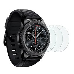 Samsung Gear S3 Screen Protector 3 Pack Omoton Full-coverage Tempered Glass Screen Protector For Gear S3 With 9h Hardness Crystal Clear Scratch Resist