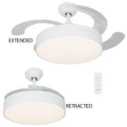 Bright Star Lighting - 4 Blade Ceiling Fan With Extendable Blades & Light - White