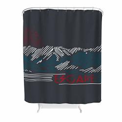 Rcenyi Sunset Mountain Pattern Print Shower Curtain Colorful Rustproof Bathtub Curtains Set - Escape For Apartment White 59X72INCH