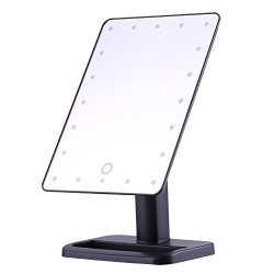 Lighted Make Up Mirror 20 LED Desktop Mirror Touch Screen Illuminated Makeup Stand Mirror Lighted Cosmetic Vanity Mirrors With Stand Black
