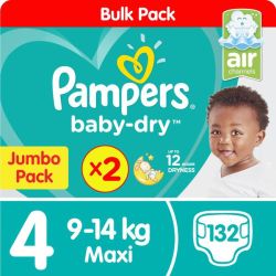 Pampers Active Baby 132 Nappies Size 4 Jumbo Twin Pack