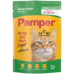 Pampers Pamper Lamb & Beef Flavoured Adult Cat Food In Jelly Pouch 85G