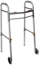 Drive Medical Deluxe Two Button Folding Universal Walker With 5 Wheels Gray Adult junior