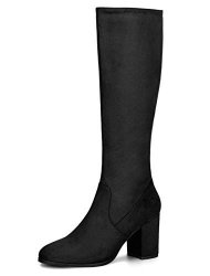 Allegra K Women's Chunky Heel Black Knee High Boots - 8.5 M Us