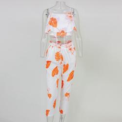 Fuedage Sexy Floral Clothing Set - Orange L