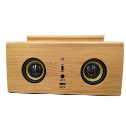 Portable Wireless Bluetooth Speaker With Stand Dock Wooden Wireless MINI Subwoofer Super Bass Dual Stereo Speakers Intelligent Phone Induction Home Speaker For Home And Outdoor-bamboo