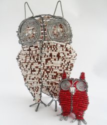 Owl - African Beaded Wire Animal Sculpture - Large