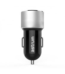 Astrum CC340 Car Charger Dual USB 4.8 Amps Micro USB Cable Silver