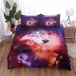 Yousa You Sa Wolf Bedding Set Colorful Galaxy Print Duvet Covers