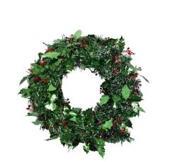 Christmas Wreath - Christmas Decorations - Tinsel - Green - 38CM - 4 Pack