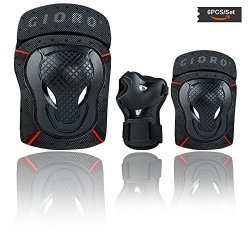 Gioro Youth adult Knee Pads And Elbow Pads Set With Wrist Guard Safety Protective Gear Set For Multi Sports Protection Skateboarding Ice Skating Bmx Bike