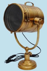 Large 18" Solid Antiquated Brass Hollywood Style Desktop Spotlight Table Lamp