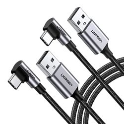 Ugreen USB C Cable Right Angle 90 Degree USB A To Type C Fast Charger 2 Pack 6FT Compatible For Samsung Galaxy S20 S10