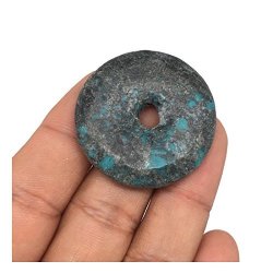 1.4" 13G Donut Natural Hubei Turquoise Gemstones Saucer Discs Pendant MSP90
