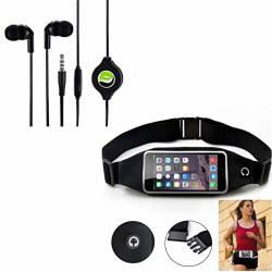 Black Sports Running Workout Waist Bag Belt Case W Retractable Headset Hands-free Earphones MIC Y9O Compatible With Asus Zenfone 2 - Blackberry Z30 Priv