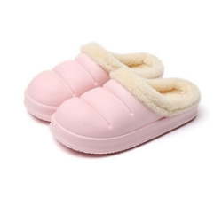 Fashion Kids And Adult Warm Winter Plush Thick Heel Slipper Shoes - Trendy - Pink - UK 3