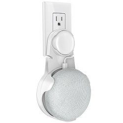 Google Home MINI Wall Mount Coolwufan Plug-in Outlet Speaker Stand With Built-in Cable Cord Management For Google Home MINI Voice Assistants White