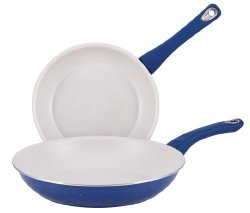 Meyer Farberware New Traditions Speckled Aluminum Nonstick 9-1 4-INCH And 11-1 2-INCH Twin Pack Skillet Set Blue