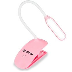 Nakhal LED Rechargeable Book Light With Clip Touch Controlled 3 Level Of Brightness 360-DEGREE Flexible Desk Lamp - Pink