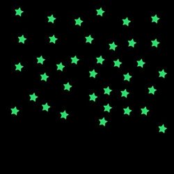Landfox 100PC Kids Bedroom Fluorescent Glow In The Dark Stars Wall Stickers Blue