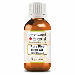 Greenwood Essential Pure Rice Bran Oil Oryza Sativa 100% Natural Therapeutic Grade Cold Pressed 100ML 3.38 Oz
