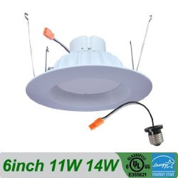 6-INCH 11W Warm White 2700K LED Downlight Recessed Trim Kit Ul Listed Dimmable 90W Halogen Bulb Equivalent. Fits 5-INCH And 6-INCH Can Housings.
